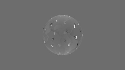Global Currency Symbols Sphere Rotating Abstract Financial Concept World Economy Exchange Rate - Powered by Adobe