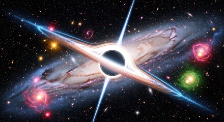 Cosmic Dance - Black Holes Embrace of Galactic Light and Energy.