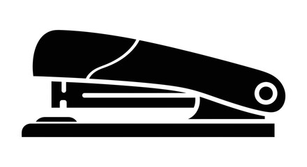 Stapler Icon Vector – Black Office Tool Silhouette Design