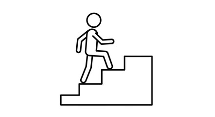 Person Climbing Stairs Icon – Progress Step Up Outline Vector
