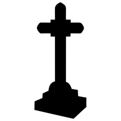 Grave Cross Silhouette Simple Memorial Symbol Vector Illustration