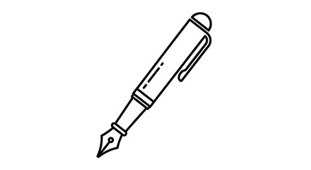 Fountain Pen Icon Outline – Classic Writing Tool Vector Design