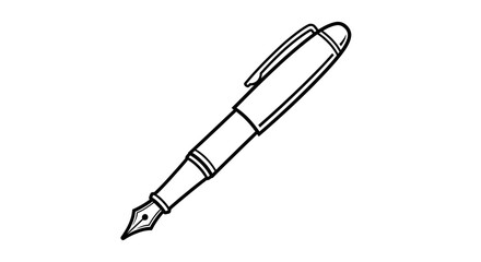 Fountain Pen Icon Outline &ndash; Classic Writing Tool Vector Design