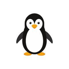 Cute cartoon penguin character simple flat design isolated on for children