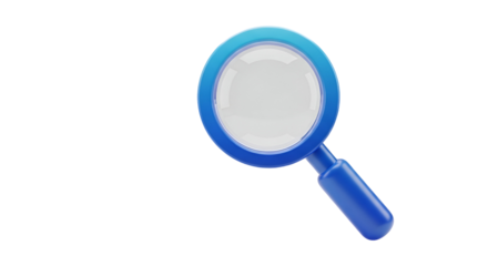 3d icon of magnifying glass icon isolated on transparent background for search, research, or investigation concept