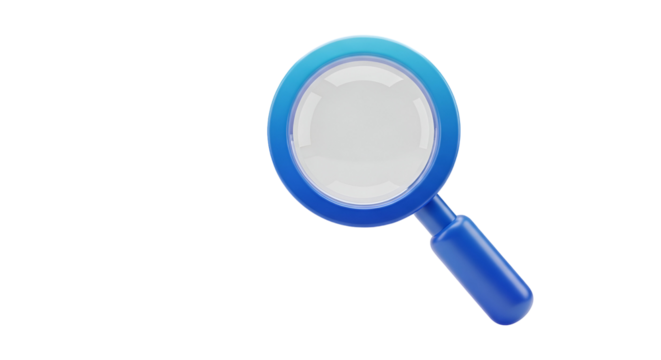 3d icon of magnifying glass icon isolated on transparent background for search, research, or investigation concept