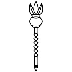 Black and White Line Drawing of Mace Gada Vector Illustration