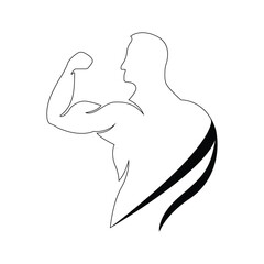 Silhouette of a muscular man flexing his arm