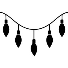 Geometric String Lights Black and White Vector Illustration
