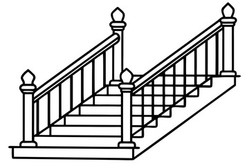 Stair Railing Vector Illustration Various Styles of Detailed Stair Railing Designs for Architecture and Interiors