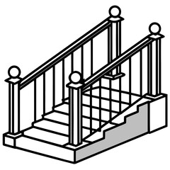 Stair Railing Vector Illustration Various Styles of Detailed Stair Railing Designs for Architecture and Interiors