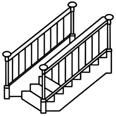 Stair Railing Vector Illustration Various Styles of Detailed Stair Railing Designs for Architecture and Interiors