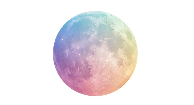 3d icon of colorful moon isolated on transparent background, representing lunar phase and celestial body