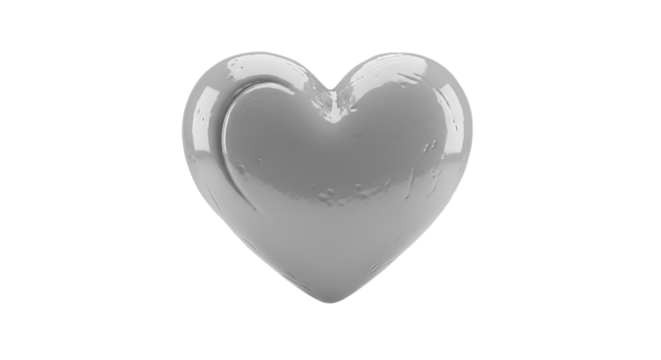 3d icon of shiny gray heart isolated on transparent background, a symbol of love and affection for romantic occasions - Powered by Adobe