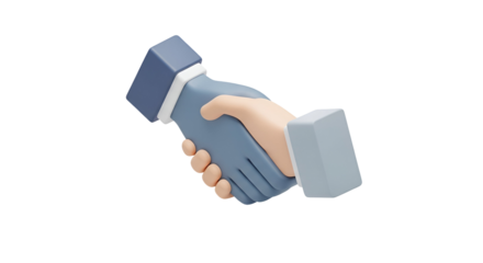 3d icon of a 3d rendering of a handshake between two people isolated on transparent background, symbolizing agreement