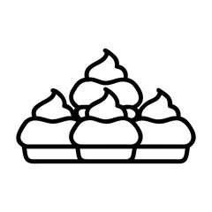 Delicious cupcakes with creamy frosting vector icon