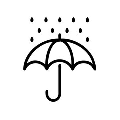 Umbrella with rain in simple outline style