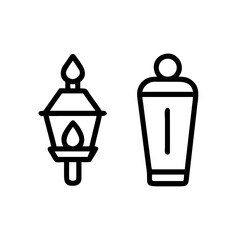 Two different vintage lantern line icon