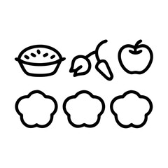 Apple pie baking ingredients in line drawing
