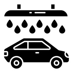 Conceptual solid design icon of car wash 