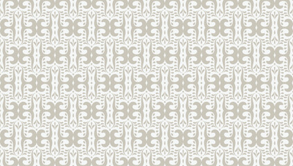 Ornate seamless pattern. Beige decorative background with damask or brocade fabrics motif in traditional Middle Eastern or Indian style for wallpapers, textiles.