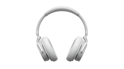 White Over- Ear Headphones Centered on Black Background