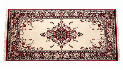 Floral Persian Rug Cream Red Black Design Oriental Carpet Home Decor