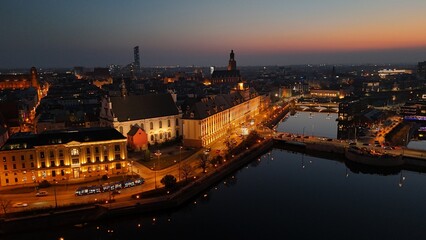 Obraz premium Wroclaw Golden Hour by Drone