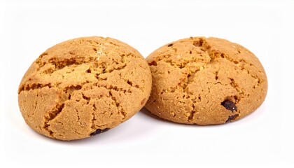 Two Delicious Golden Brown Oatmeal Cookies with Chocolate Chips