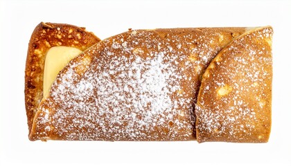 Delicious Golden Brown Pancake Roll, Sweet Cream Filling, Powdered Sugar