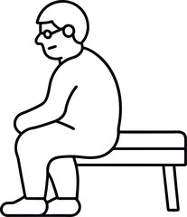 Elderly man with glasses sitting on a bench simple line art old man senior