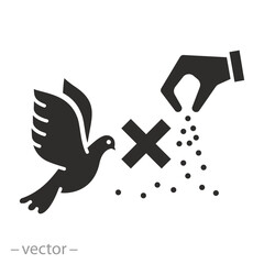 Sign Prohibiting Feeding Birds. Vector Image. Simple Icon.