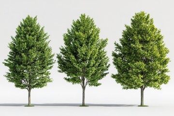 Obraz premium Green trees standing together in sunny outdoor setting showcasing vibrant foliage and healthy growth