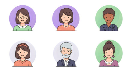 Diverse Avatars with Colorful Backgrounds profile icon
