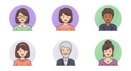 Diverse Avatars with Colorful Backgrounds profile icon