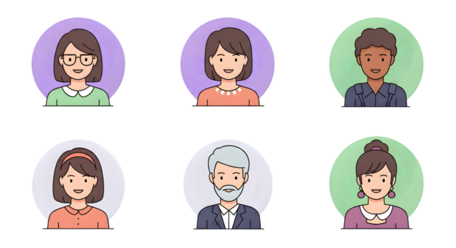 Diverse Avatars with Colorful Backgrounds profile icon