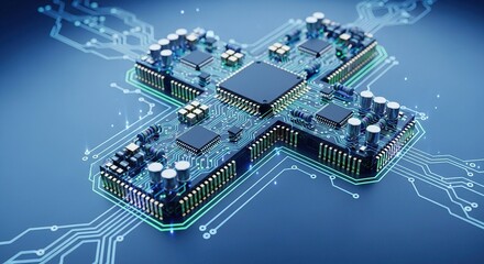 Digital Crossroads Circuit Board Technology Microchip Innovation Abstract Concept