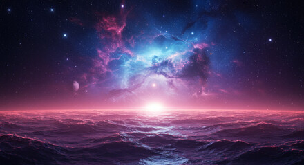 Naklejka premium Sunrise Over the Planet Earth. sunrise in space