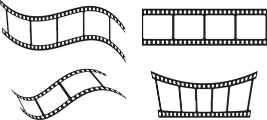 Fototapeta premium Set of Four Classic Film Strip Designs – Cinema Frame Outline Vector