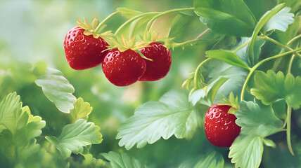 strawberry on a green background
