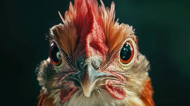Red rooster with vibrant comb and wattle