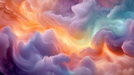 Soft cloud textures transformed into abstract spirals of radiant colors, flowing like streams of dream energy-1