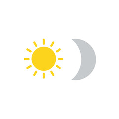 Bright sun and crescent moon icons symbolize day and night cycles, perfect for weather or time transition concepts