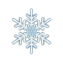 Stunningly detailed, intricate ice crystal snowflake design for winter holiday and frosty season themes, capturing delicate natural beauty.