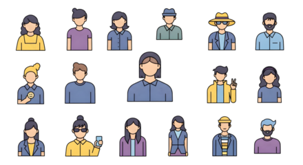Diverse Male and Female Avatars in Flat Design Style