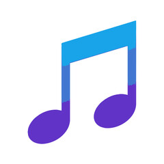 Vibrant blue and purple gradient musical note symbol for modern audio concepts and creative expression