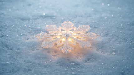Ornate Snowflake on Sparkling Snow