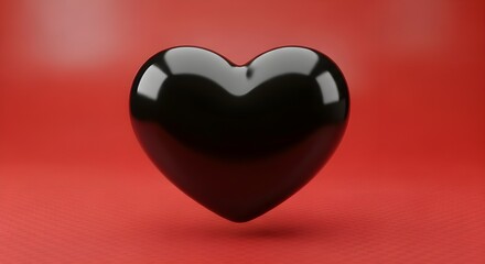 Fototapeta premium 3d black heart icon in cartoon plastic style minimal isolated on transparent background, love and favorite symbol concept