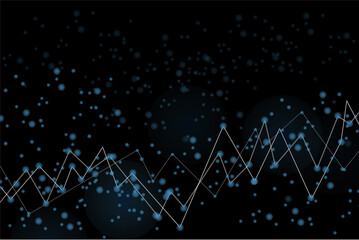 Abstract digital graph with glowing blue dots and lines on a dark background