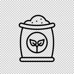 Bag of plant fertilizer line art vector icon isolated on transparent background
